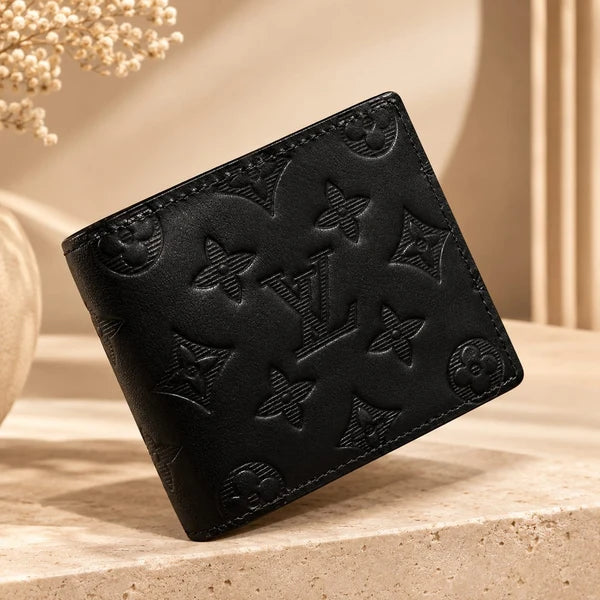 Louis Vuitton Monogram Shadow Bifold Wallet - Black Embossed Leather - LV Wallet with Box