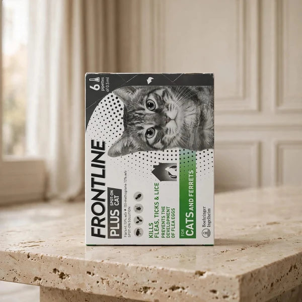 FRONTLINE Plus Spot-On Cat & Ferret - 6 Pipettes of 0.5ml - Kills Fleas, Ticks & Lice - Prevents Flea Egg Development - By Boehringer Ingelheim