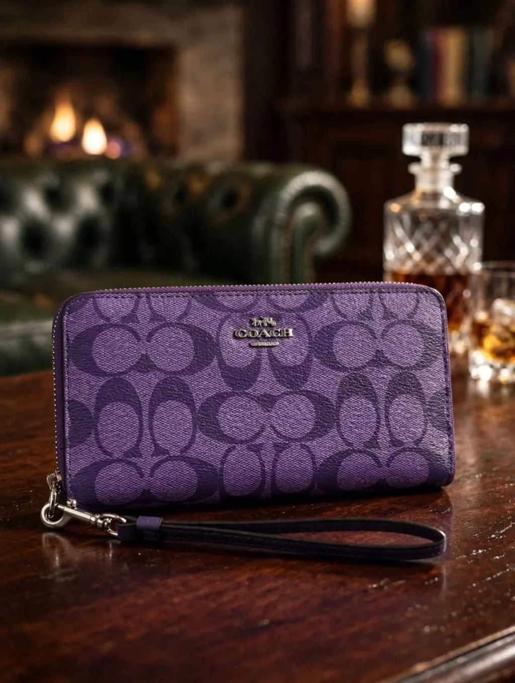 COACH New York Signature Long Zip Around Wallet Wristlet - Purple - Best Seller Edition | Premium Quality | 100% Authentic | Perfect Gift with Box