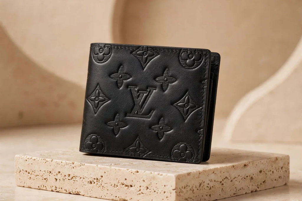 Louis Vuitton Monogram Shadow Bifold Wallet - Black Embossed Leather - LV Wallet with Box