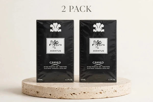 2 PACK - Creed Aventus Eau de Parfum 100ML x 2 - 3.3 FL OZ Each - 35 Rue Francois 1er Paris - For Men - Sealed Bundle